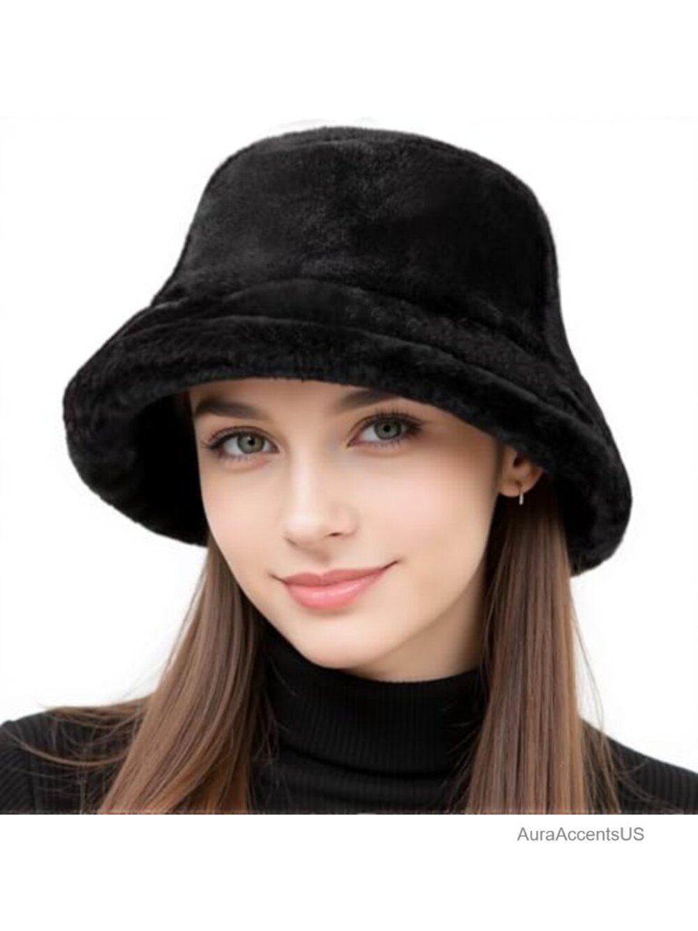 Faux Fur Bucket Hat Wide Brim Winter Hat Unisex Outdoor